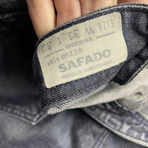 Diesel Jeans Mens 31x32 Blue Denim Safado Slim Straight Button Fly Prep USA Dark - Picture 6 of 11